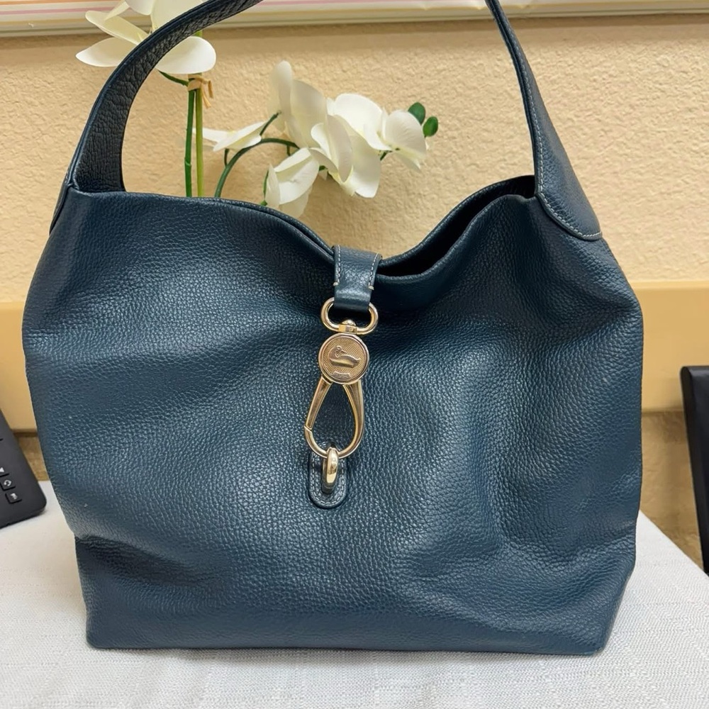 Dooney & Bourke Teal Leather Hobo Bag - Picture 2 of 3